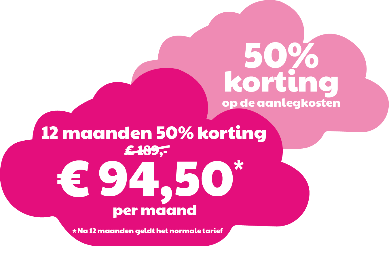 07-2025 Wolk 50 procent 12 maanden en 50 procent actie Bright Access Actie 2 wolk Zakelijk glasvezel voor ondernemers